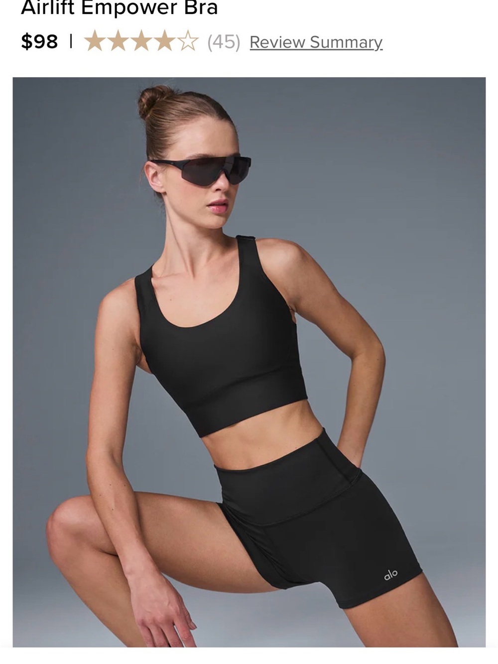 ALO Yoga Black Seamless Support Sports Bra